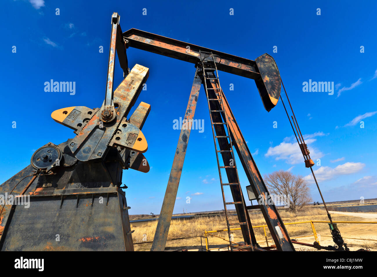 Hagerman National Wildlife Refuge, Lake Texoma, oil drill, oil drills, oil well, oil wells, Texas, TX, oil, pump Stock Photo
