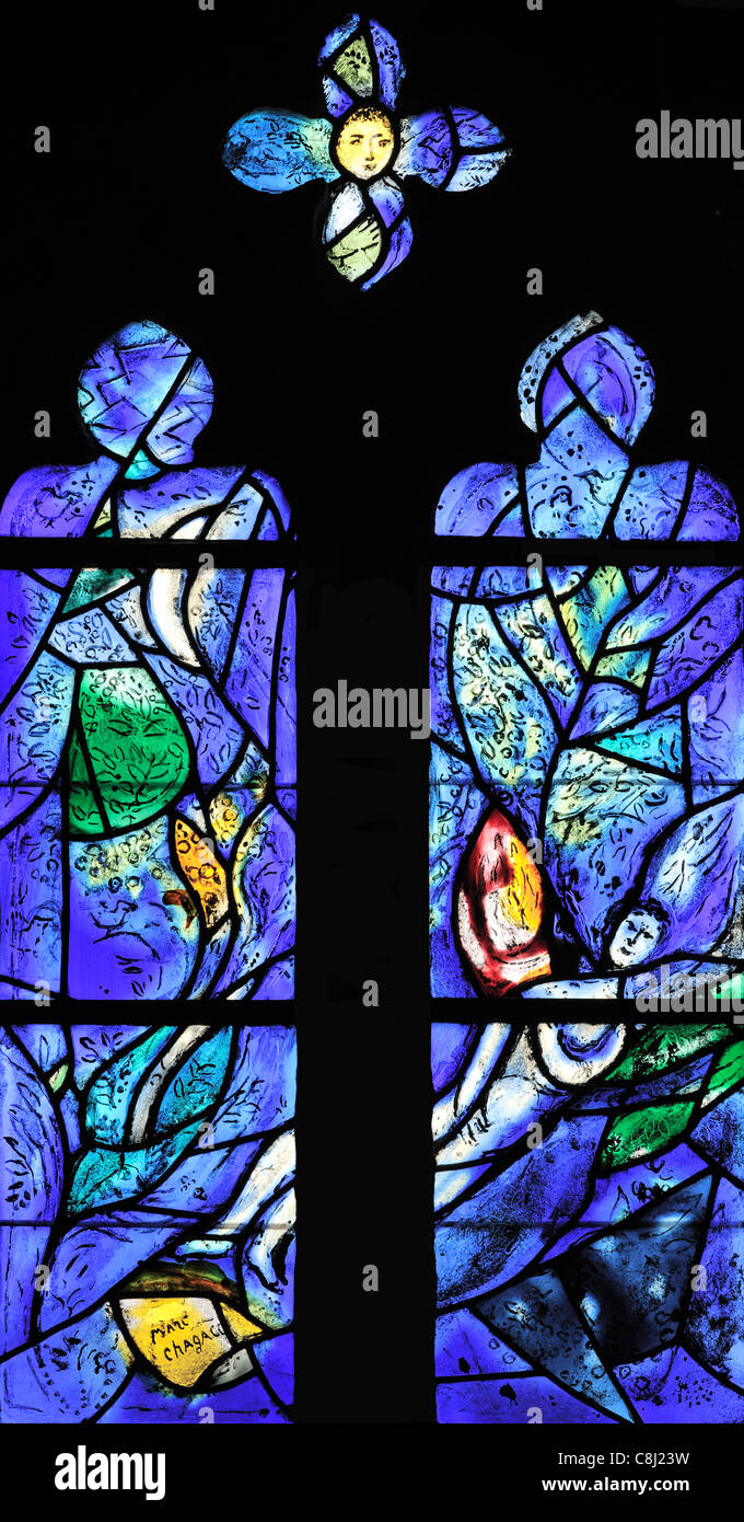Death and New Life (fourth of five windows depicting the human experience) by Marc Chagall, Tudeley Church, Kent, England Stock Photo