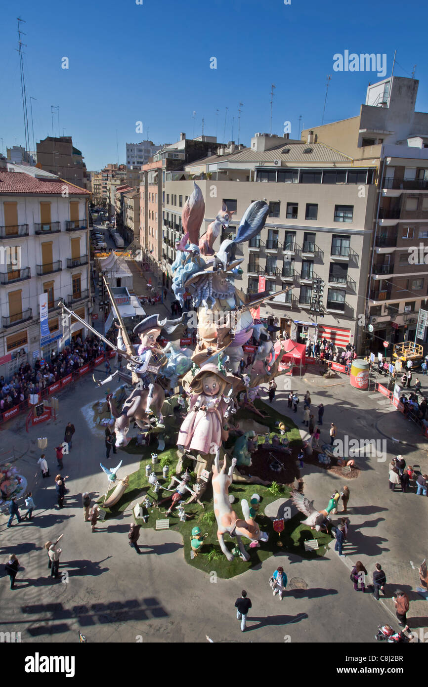 Spain, Europe, Valencia, art, big, color, falla, festival, imagination, people, street, Convento Jerusalem Stock Photo