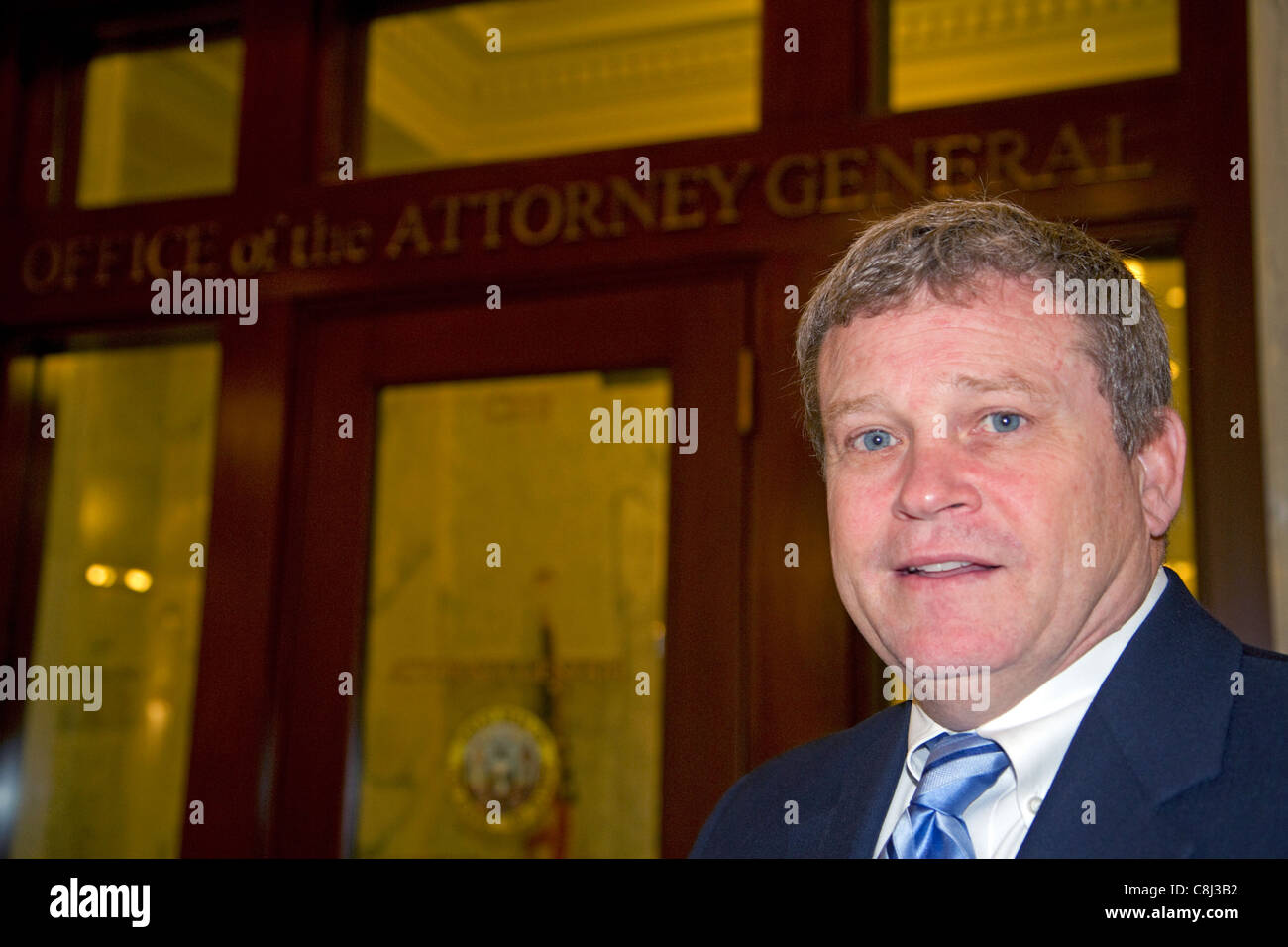 Attorney General Lawrence Wasden outside his office in the Idaho State Capitol building located in Boise, Idaho, USA. Stock Photo