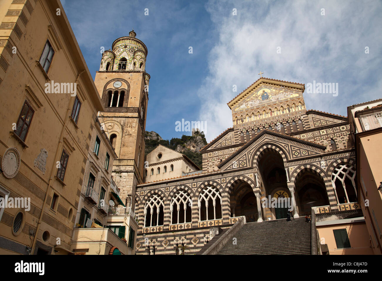 Amalfi, Amalfiküste, Aussicht, Blick, Campania, Dom, Golf von Neapel, Italien, Kampanien, Kirche, Küste, Meer, Meta, Mittelmeer, Stock Photo