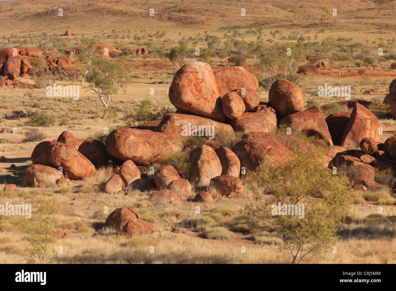 Devil's Marbles, Australia, Outback, landscape, Karlu Karlu, holy place, Aborigines, Australian desert, Tennant Creek, Northern Stock Photo