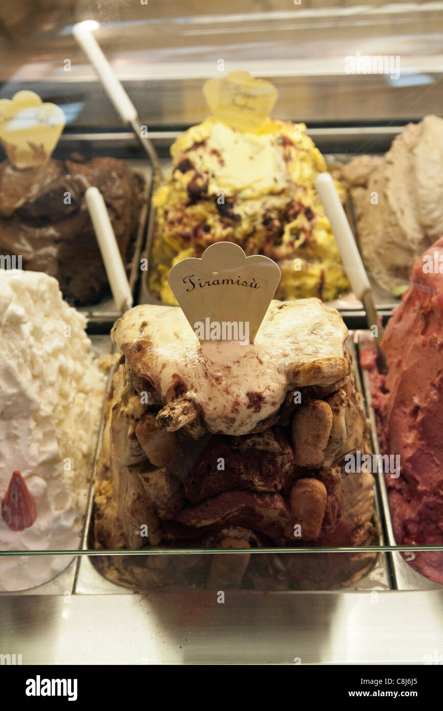 Tiramisu Ice cream, Siena, Tuscany, Italy Stock Photo