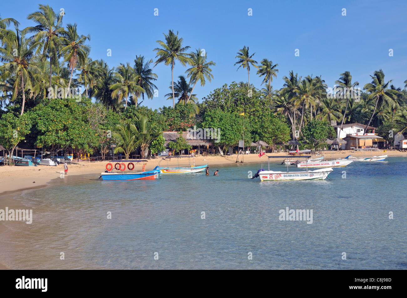 Asia, Ceylon, coast, seashore, sand beach, beach, seashore, South Asia, Unawatuna, Sri Lanka Stock Photo