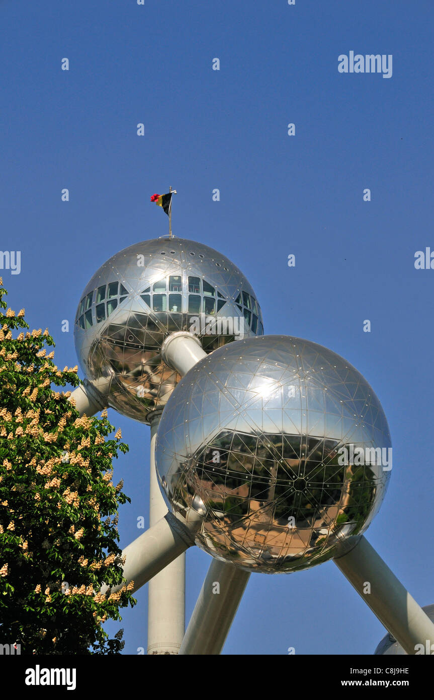 Atomium, architecture, Brussels, Belgium, landmarks, Europe, landmark, Benelux Stock Photo