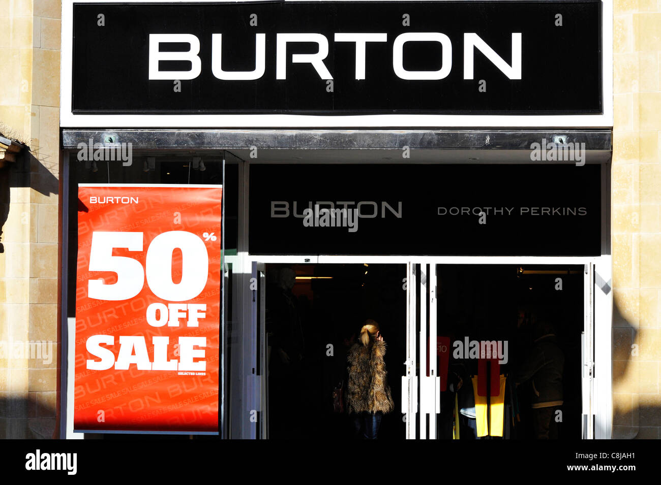 Burton clothes shop in Stamford, England. Stock Photo