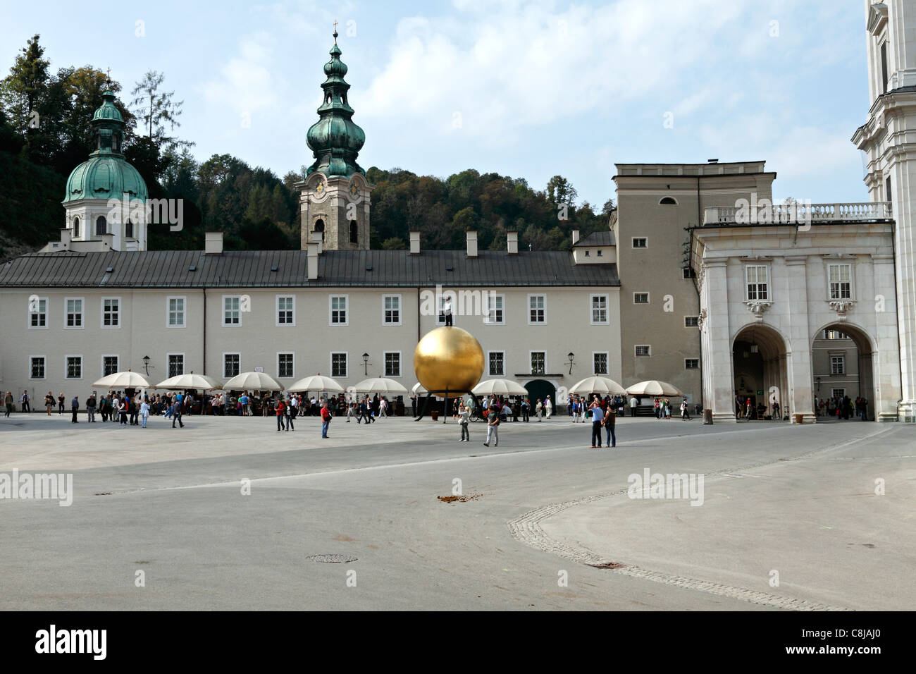 Golden Ball in Kapitelplatz, Salzburg Austria Stock Photo