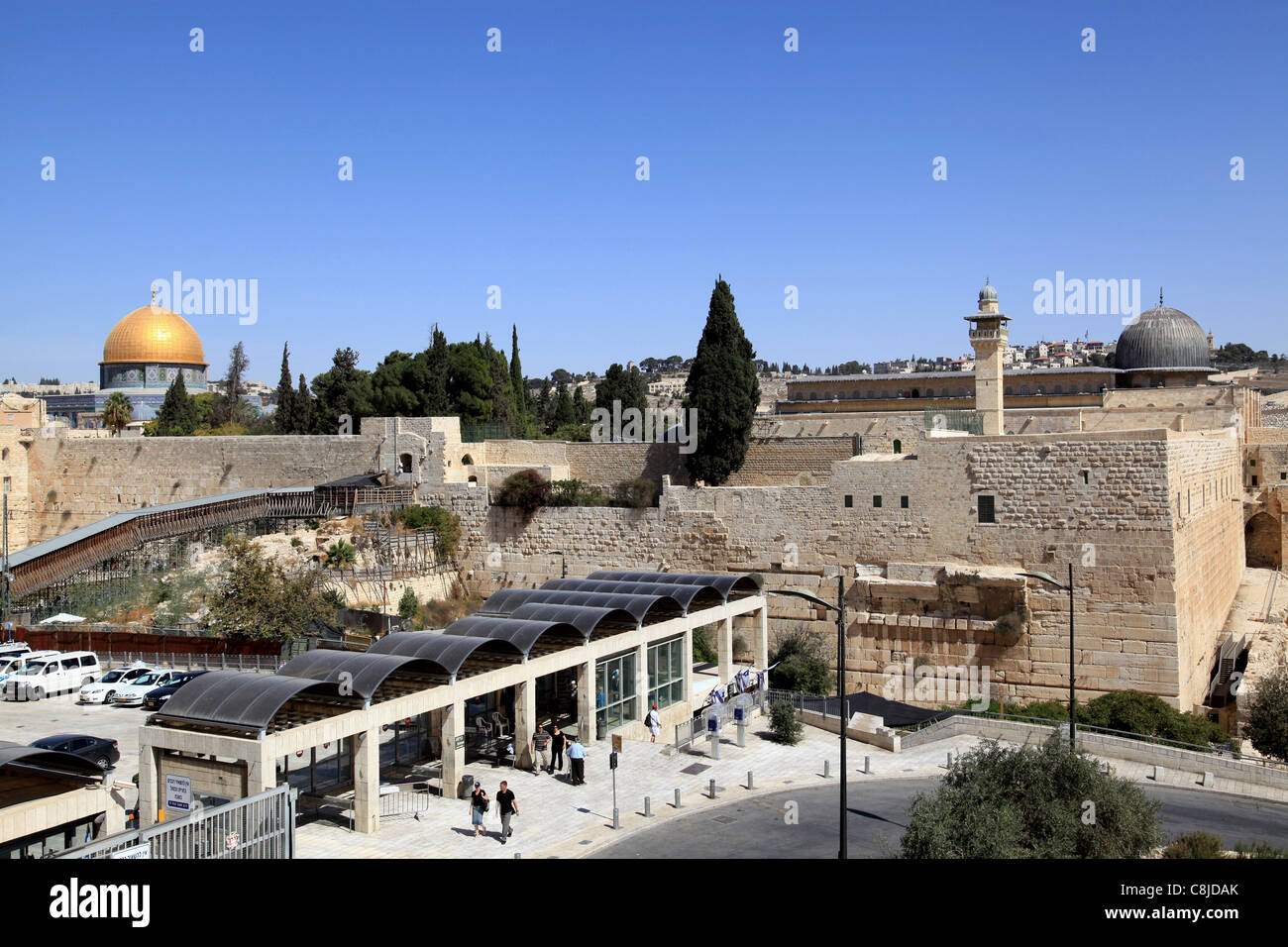 Jerusalem, Temple Mount and security entrance to Western Wall area Stock Photo