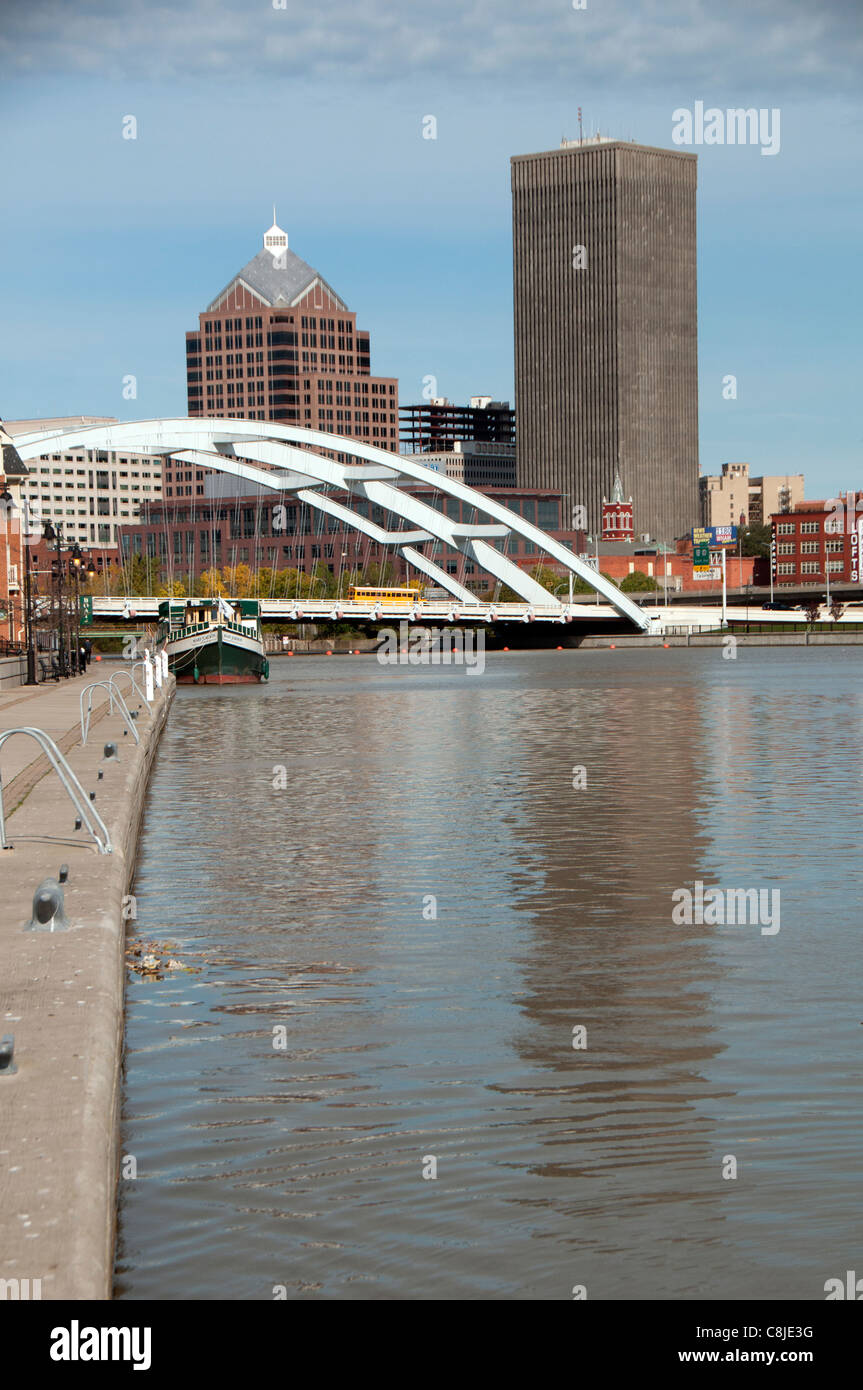 Rochester NY riverfront and skyline Stock Photo - Alamy