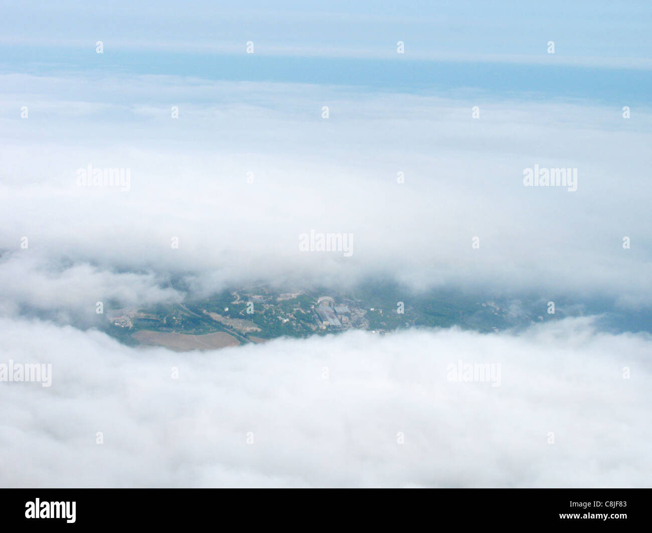 above clouds: bird's eye view from mountain Stock Photo