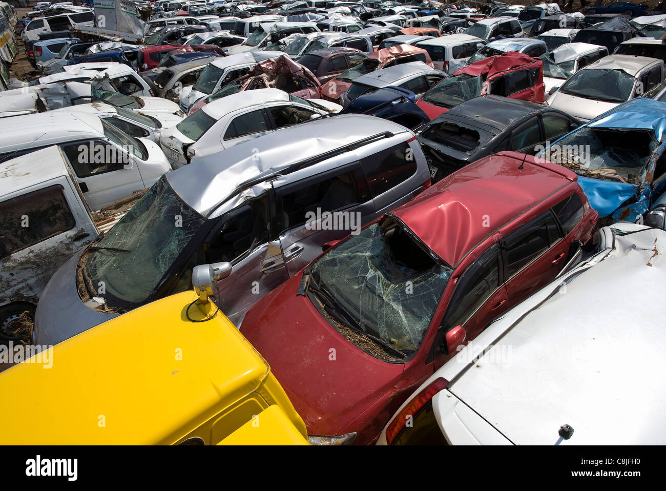 Sendai cars wrecked natori hi-res stock photography and images - Alamy
