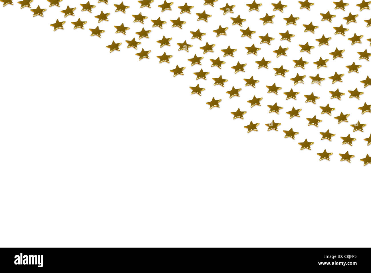 Closeup of many golden stars on white background Stock Photo - Alamy