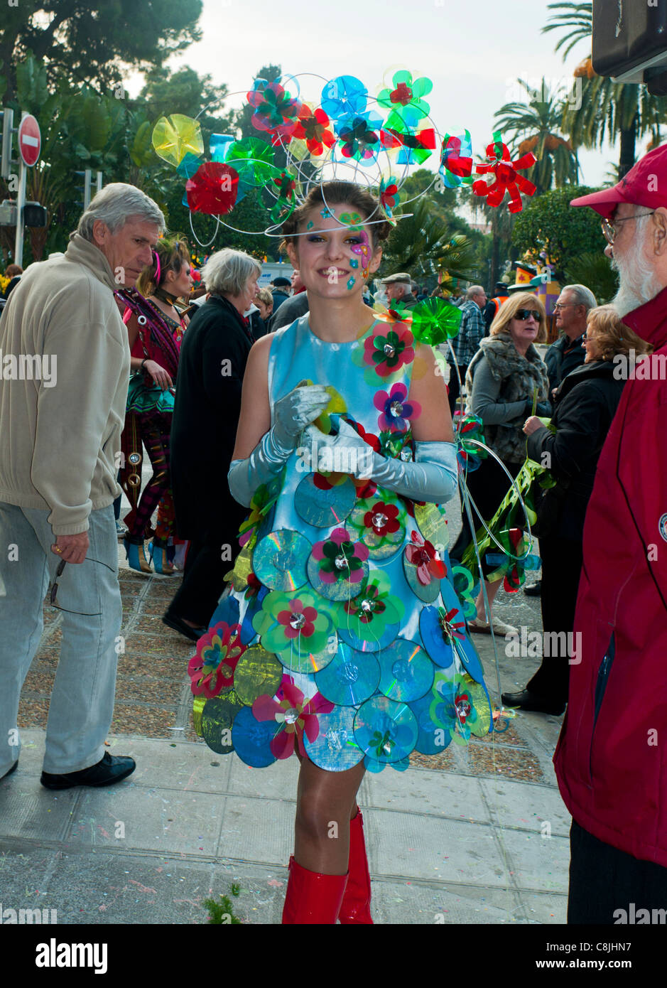 Nice, France, French Woman in Outrageous Costume on Street at  Annual Carnival Events Stock Photo