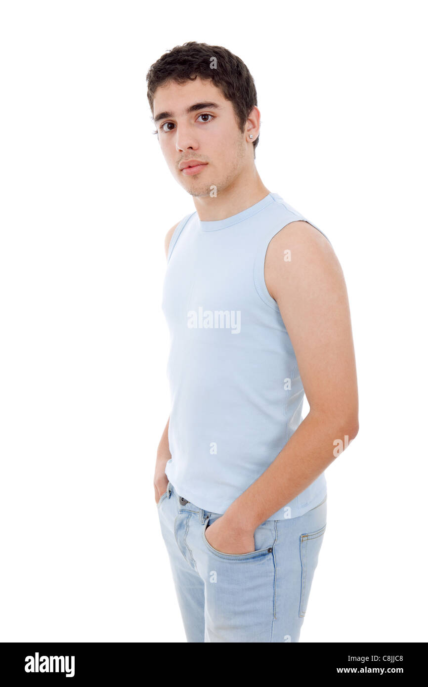 young casual man posing, isolated on white background Stock Photo - Alamy