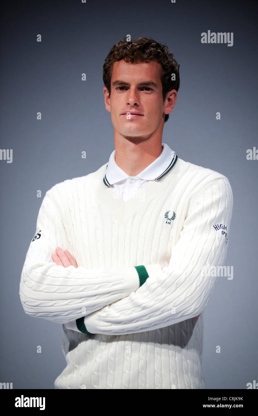 Andy Murray unveils the new Fred Perry designed Wimbledon tennis outfit, at the Tramshed, London, 15th June 2009. Stock Photo