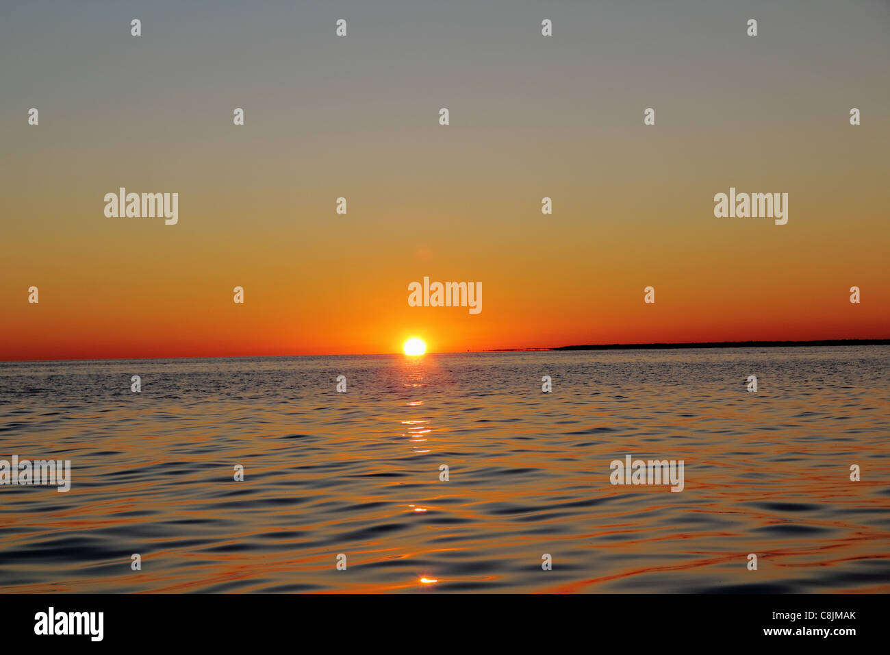 sunset on lake Stock Photo