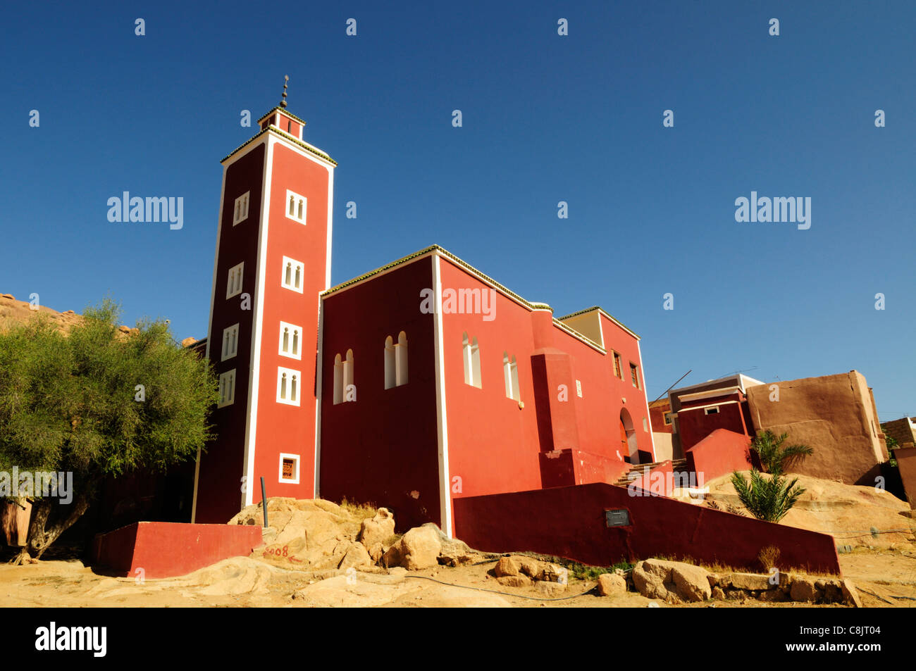 Mosque in the Village of Adai near Tafraoute, Souss-Massa-Draa Region, Morocco Stock Photo