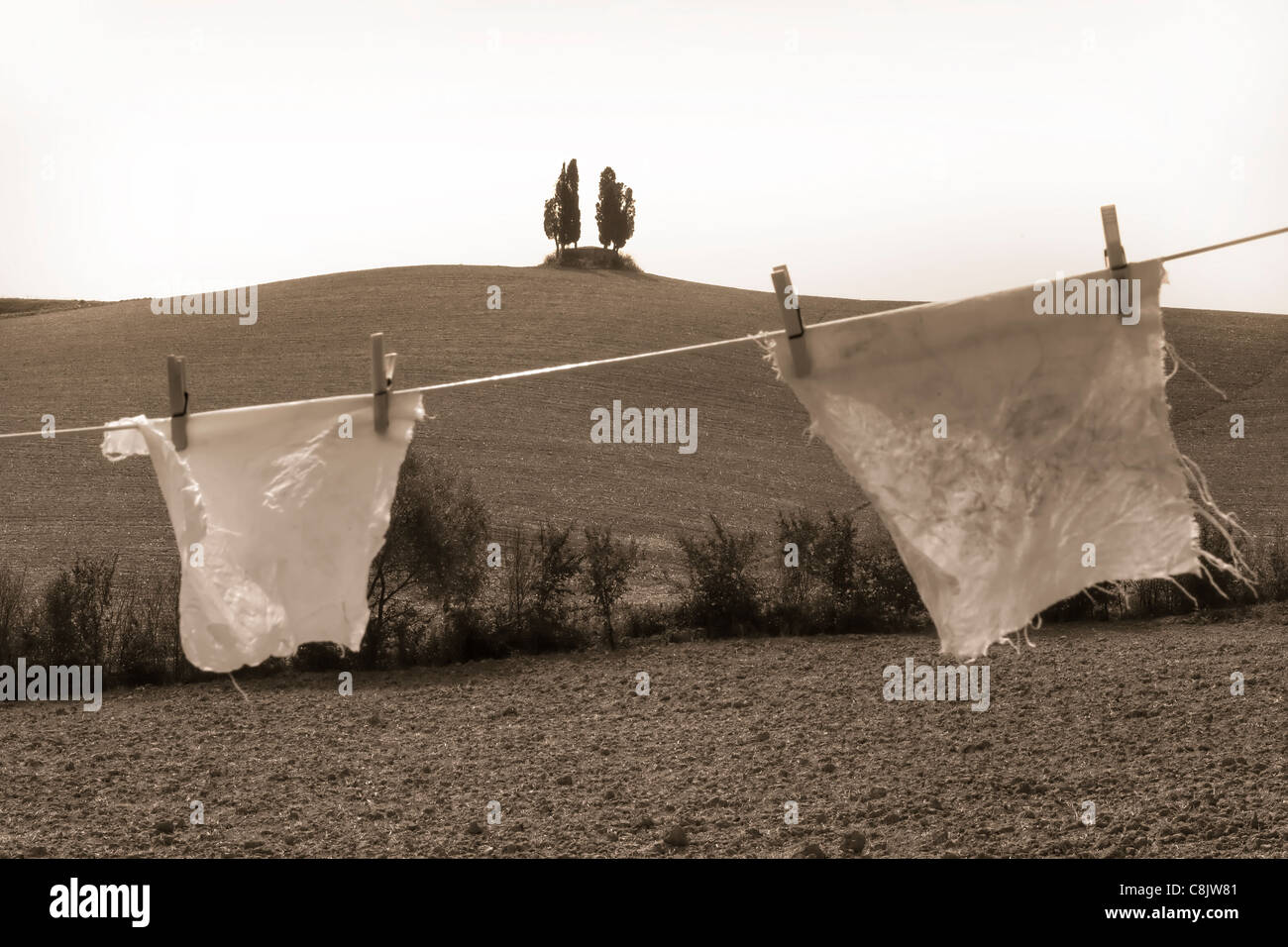 laundry in Tuscany Stock Photo