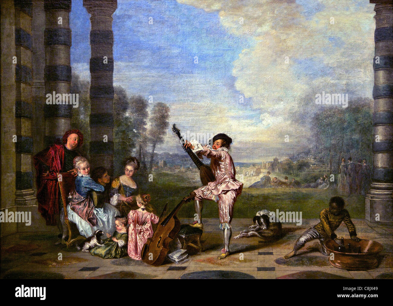 The Music-Party, by Jean-Antoine Watteau, 1718, Wallace Collection, London, England, UK, United Kingdom, GB, Great Britain, Stock Photo