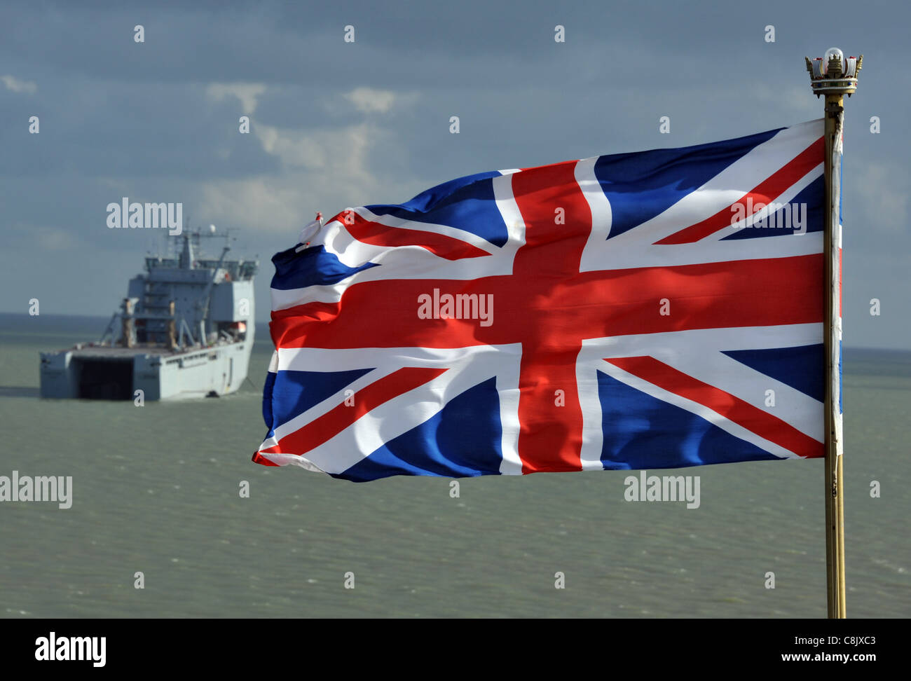 RFA Mounts Bay (L3008) is a Bay class auxiliary landing ship dock (LSD(A)) of the Royal Fleet Auxiliary. Stock Photo