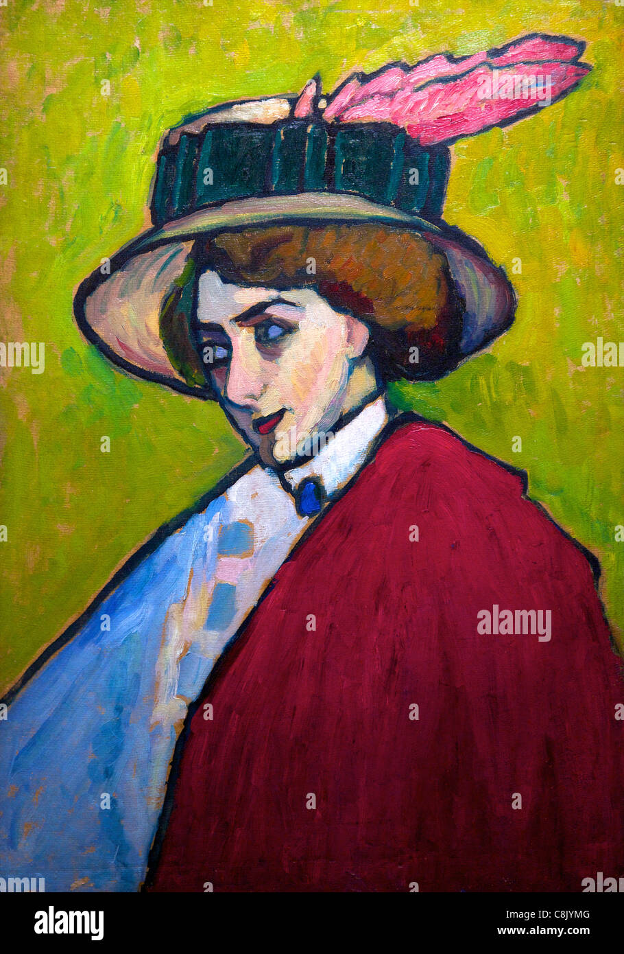 Portrait of a Young Woman in a Large Hat, by Gabriele Munster, 1909, Courtauld Galleries, Somerset House, London, England, UK, U Stock Photo