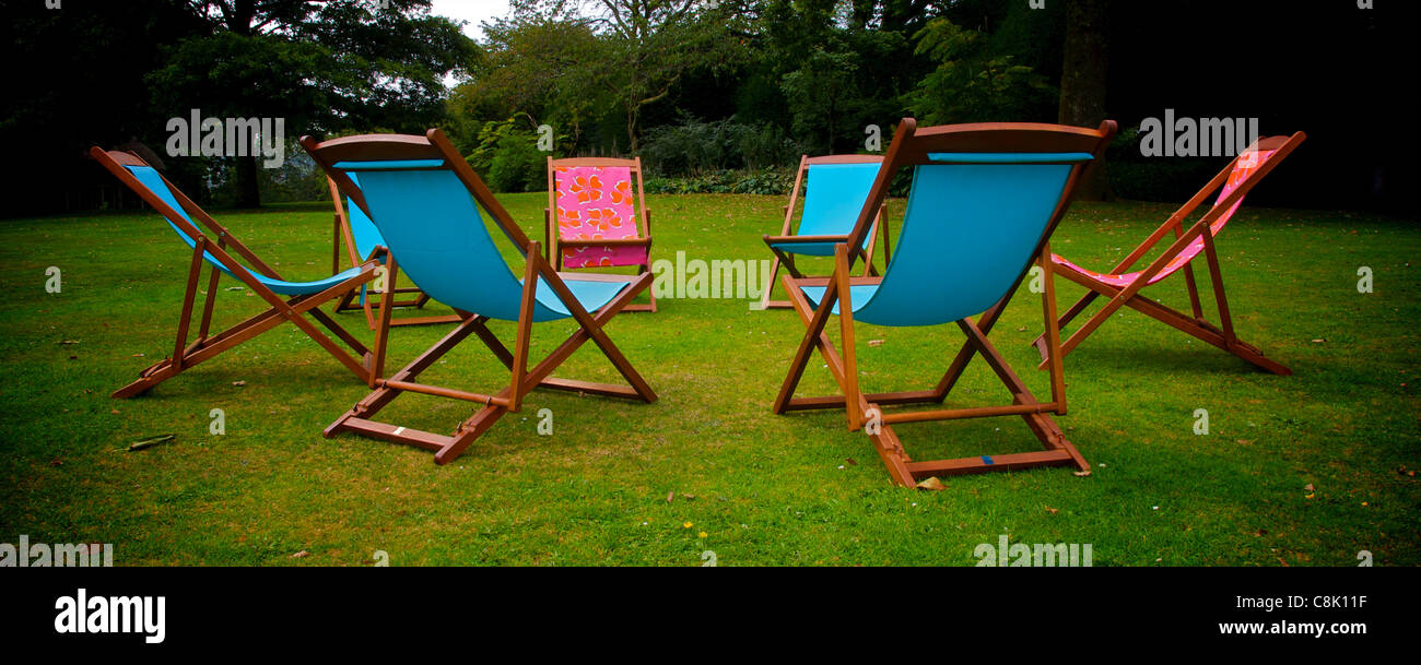 Deck Chairs in the Park Stock Photo - Alamy