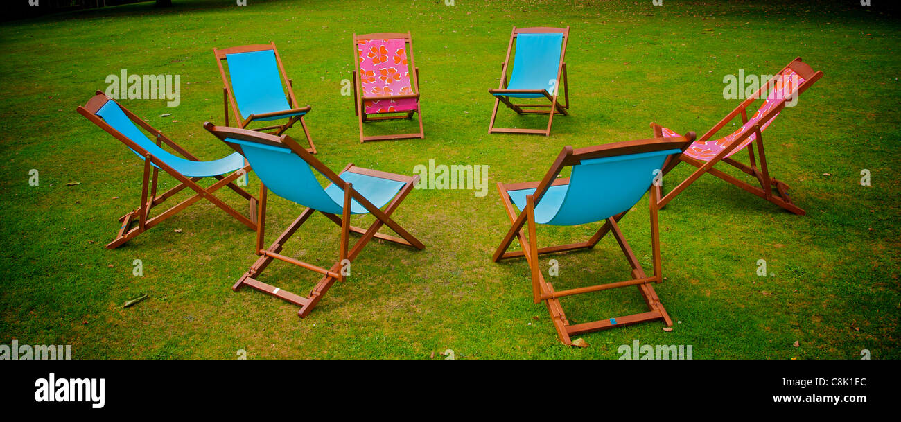 Deck Chairs in the Park Stock Photo Alamy