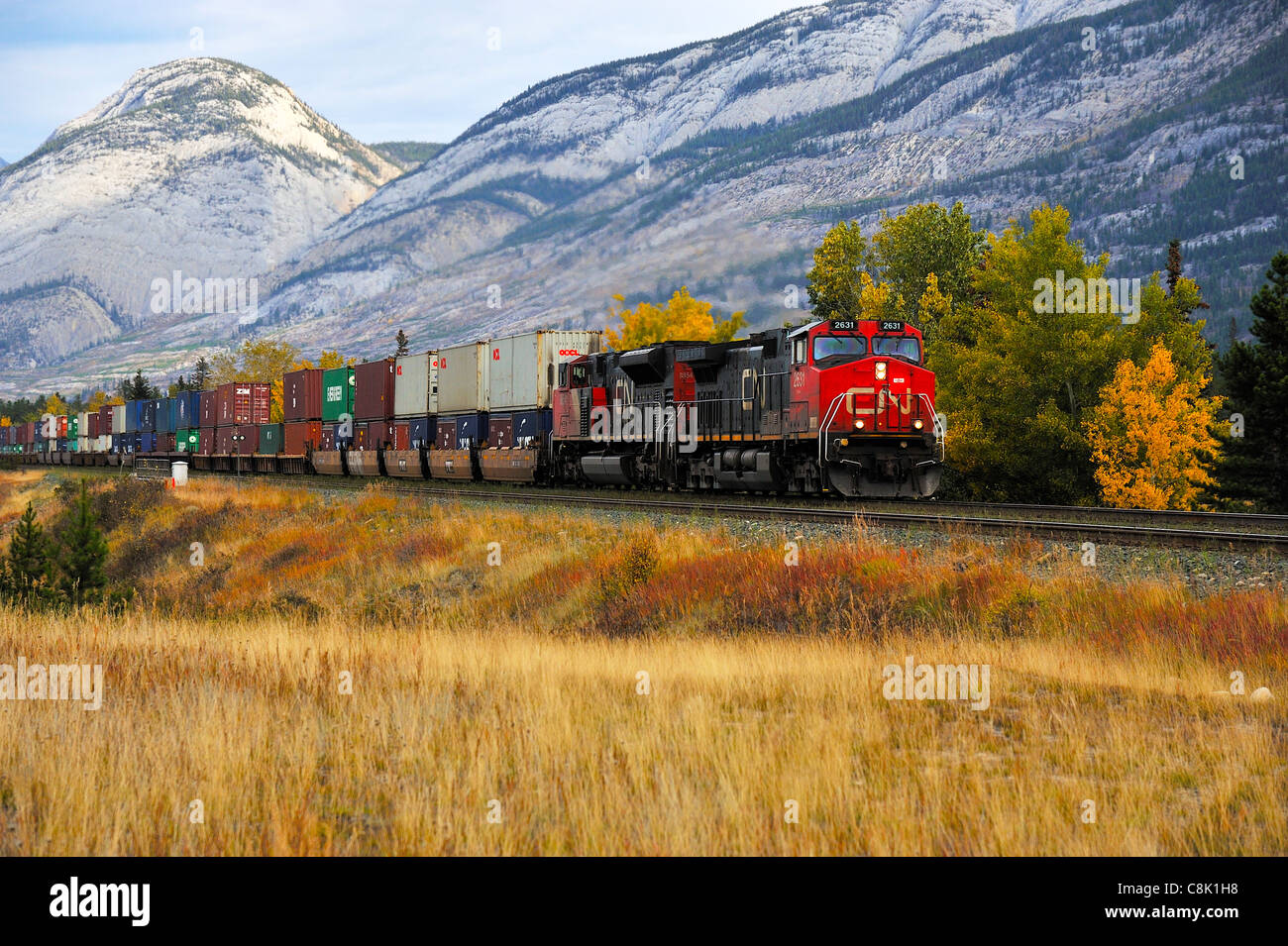 A Canadian National Freight train Stock Photo
