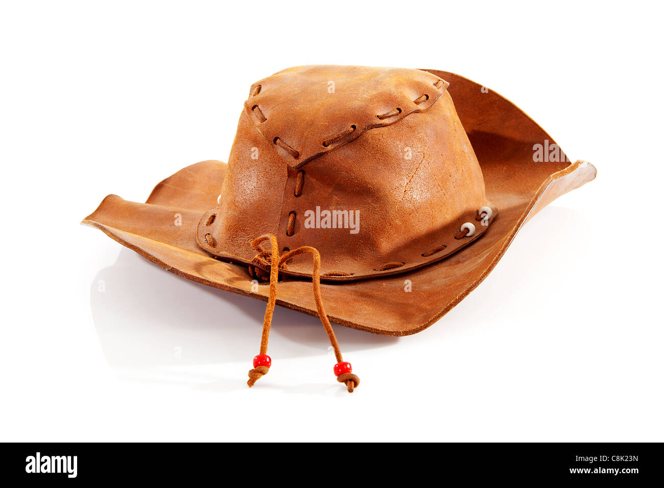 one brown western hat on white background Stock Photo