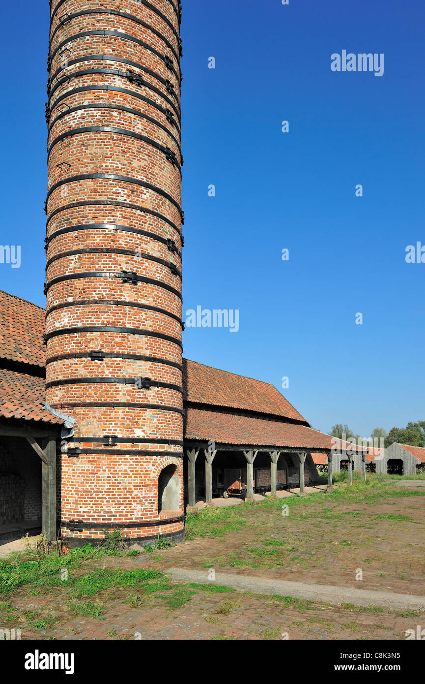 Chimney of ring oven / kiln at brickworks, Boom, Belgium Stock Photo