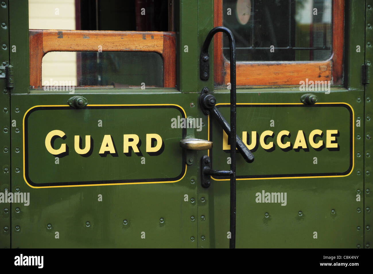 The Guards compartment & luggage compartment on an old railway carriage at the Bluebell Railway
