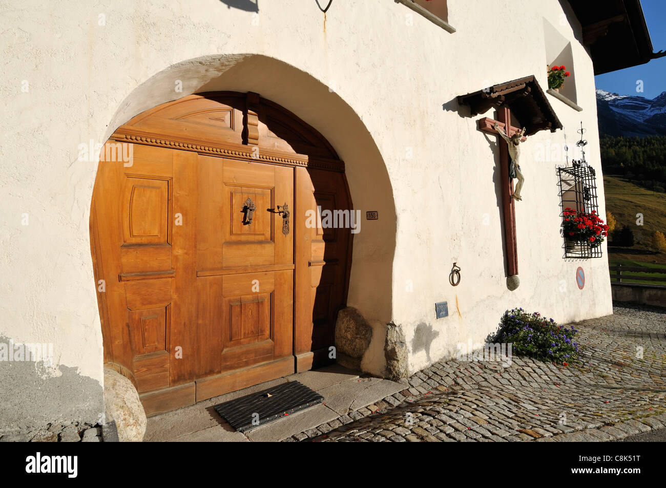 Traditional Engadine House, Tarasp, Lower Engadin, Graubünden