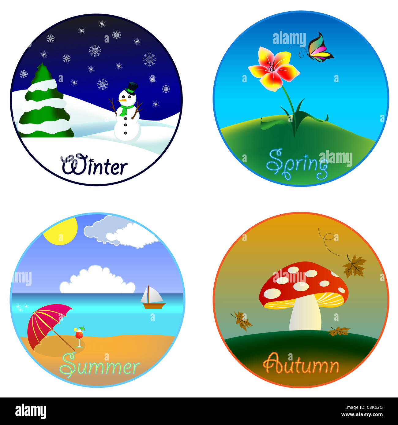 The four seasons (winter, spring, summer and autumn Stock Photo