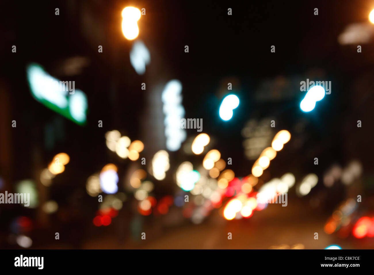 Blurry night city lights from a car while driving Stock Photo Alamy