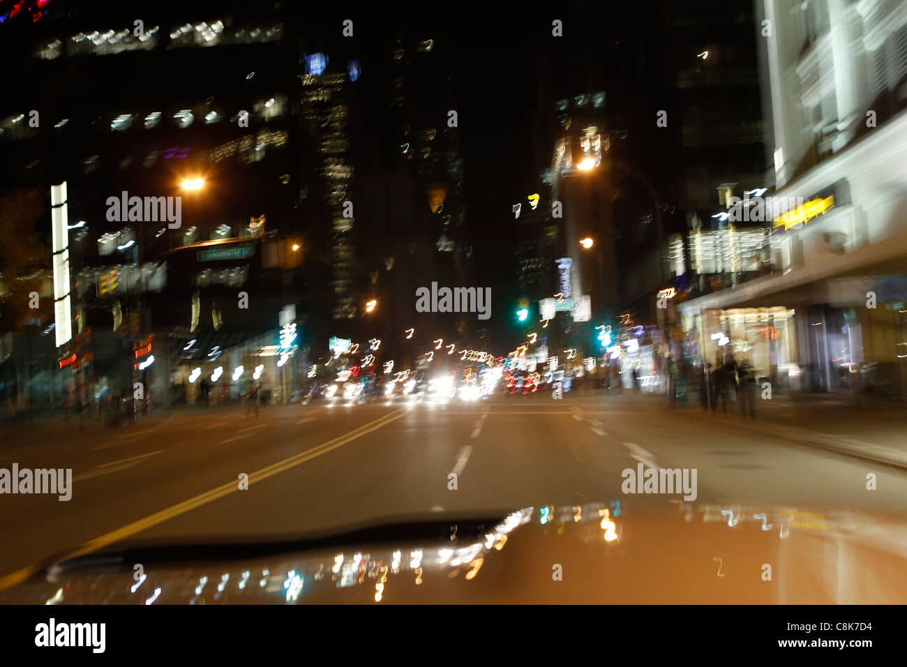 Blurry night city lights from a car while driving Stock Photo Alamy