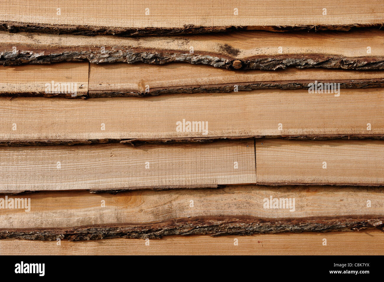 Natural wooden weatherboarding cladding Stock Photo