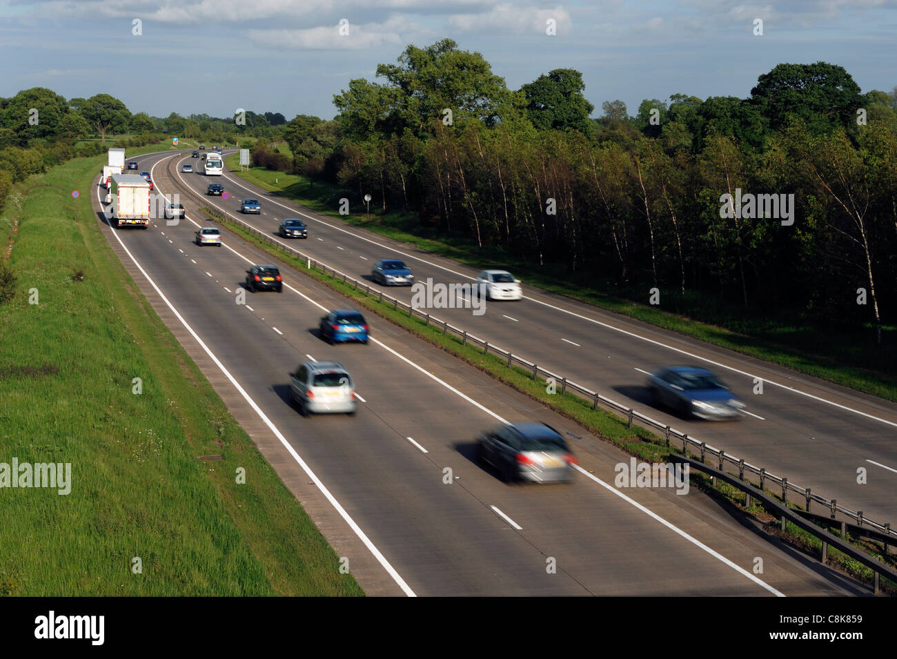 Traffic on the A50 near Uttoxeter Staffordshire Stock Photo