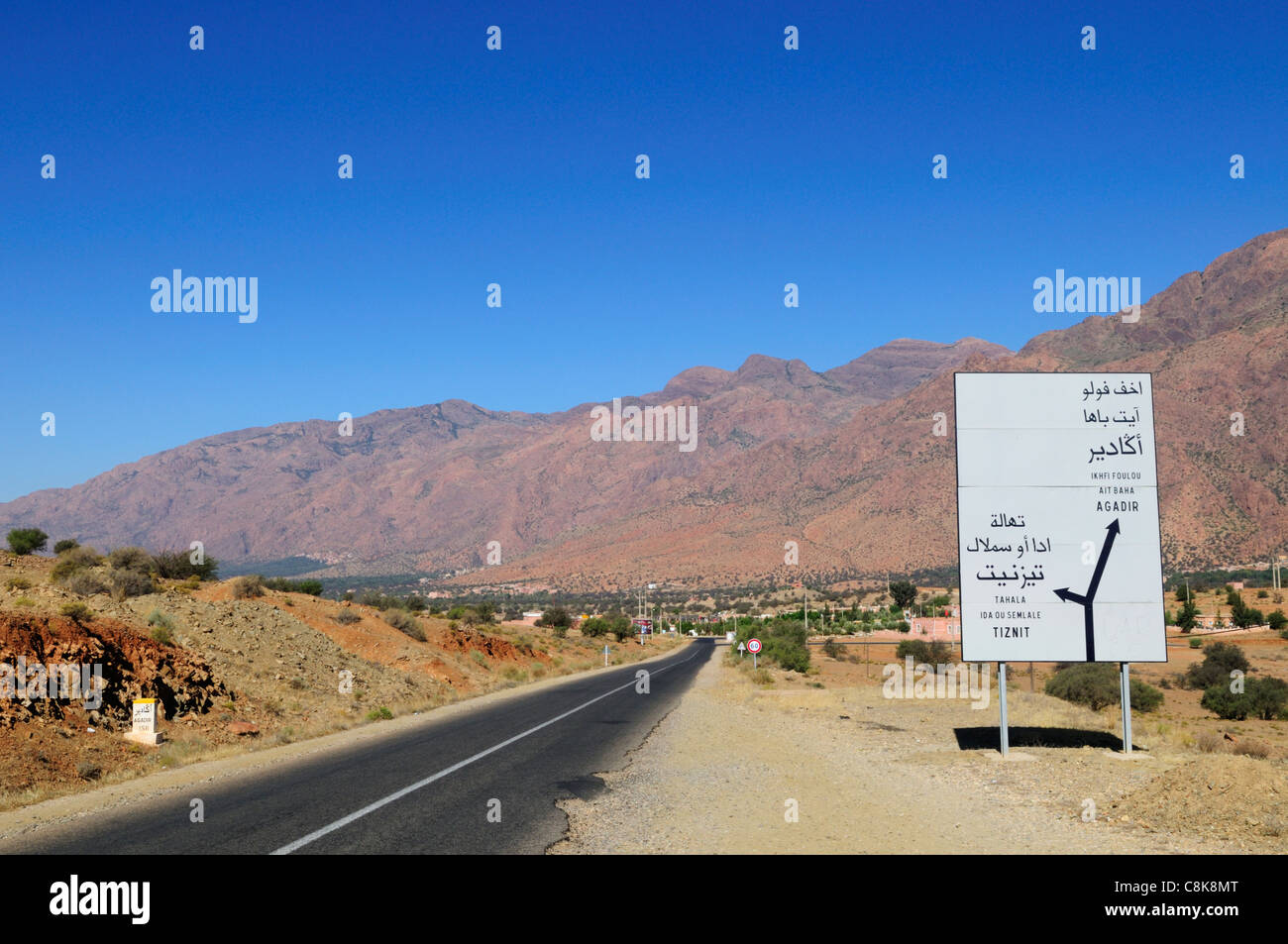 Road along the Ameln Valley near Tafraoute, Souss-Massa-Draa Region, Morocco Stock Photo