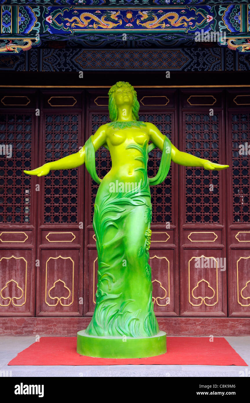 Green goddess statue in the Confucius Temple, Zhengzhou, Henan province, China Stock Photo