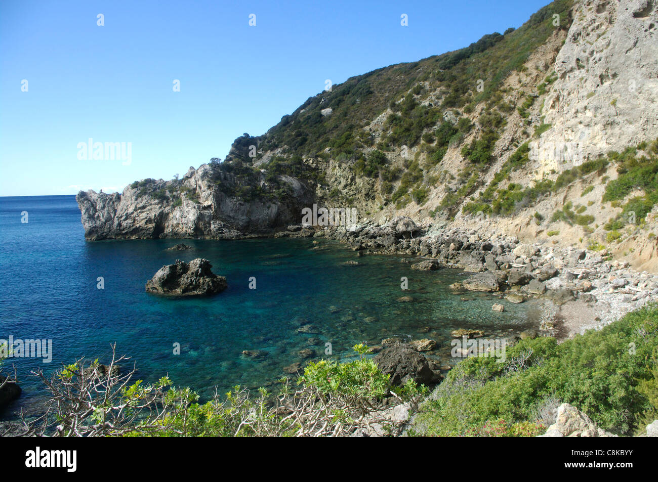 Allume cove and beach, Isola del Giglio, Tuscany, Italy Stock Photo