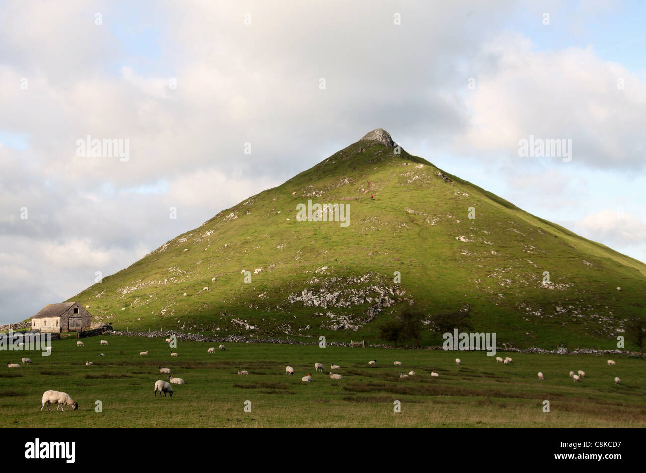 Thorpe Cloud in the Peak District which guards the entrance to Dovedale Stock Photo