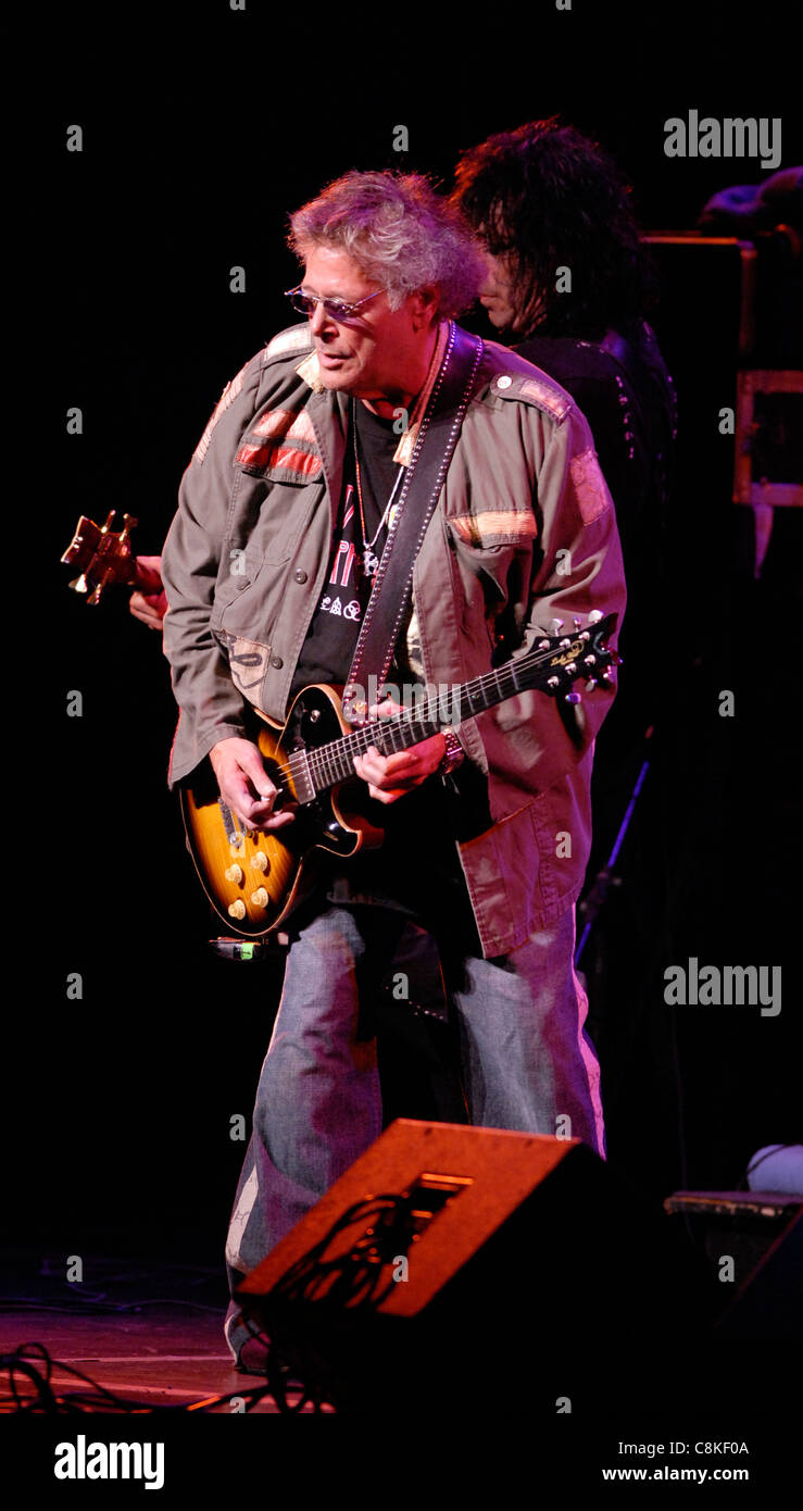 Leslie West(guitar, vocals) of Mountain, perform during Hippifest in Vienna, Virginia. Stock Photo