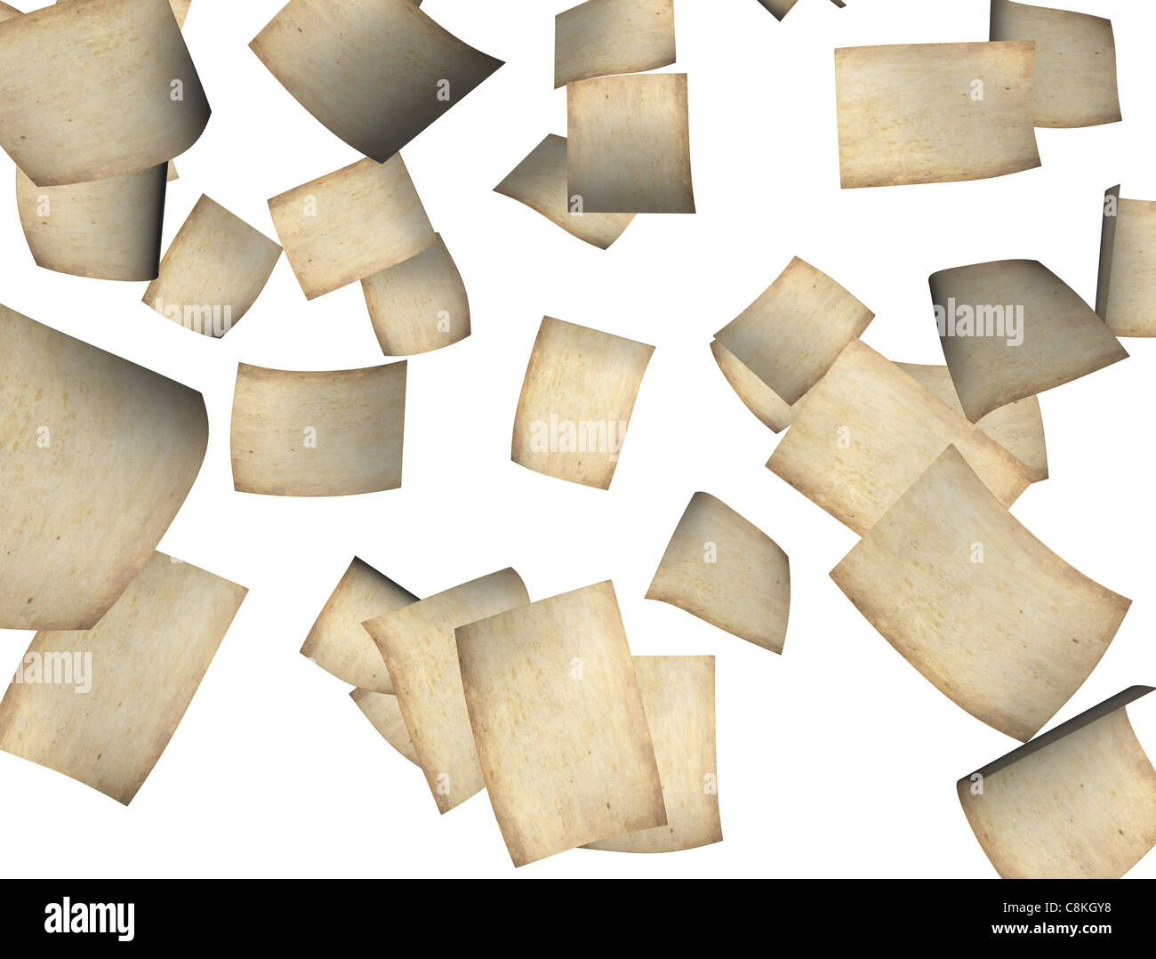 3d rendering, conceptual image, falling old paper Stock Photo - Alamy
