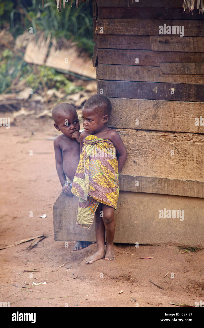 Baaka Pygmies Children, Dzanga Sangha Reserve, Central African Republic, Africa Stock Photo