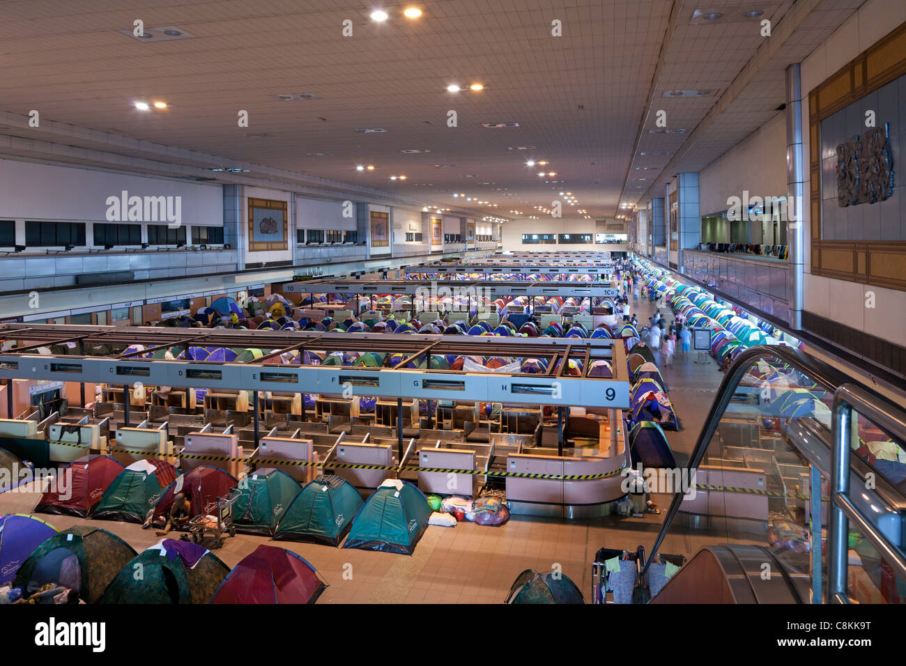 Relief centre for flood victims at Don Mueang airport, Bangkok, Thailand Stock Photo