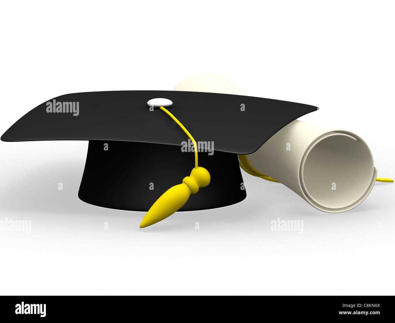 graduation cap diploma isolated on a white background Stock Photo - Alamy