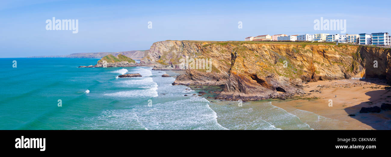 View along the Cornish Coast from Trevelgue Head near Newquay Cornwall England UK Stock Photo
