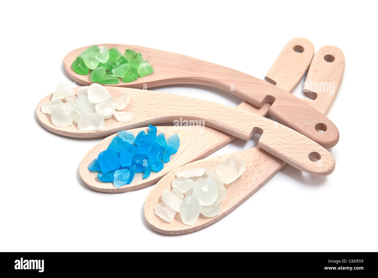 Different types of bath salts in a white background Stock Photo Alamy