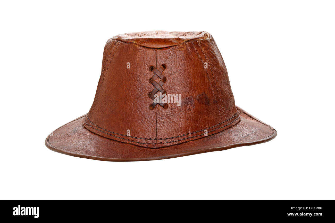 Leather hat isolated on white Stock Photo