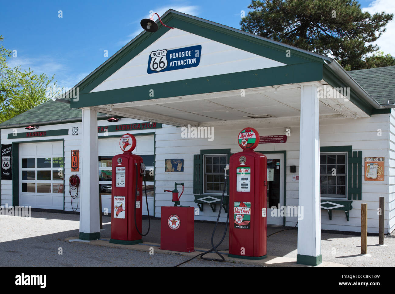 U.S.A. Illinois, Route 66, Dwight, the old Texaco gas station Stock